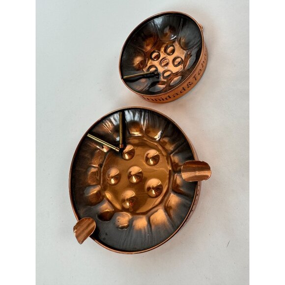 Trinidad & Tobago Copper Steel Drum Ashtray Set - Picture 1 of 16